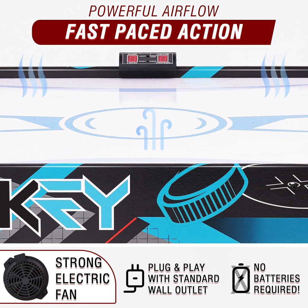 RayChee 56-inch Air Hockey Game Table with 2X Stronger Motor, Digital Scoreboard, and Accessories-Blue for Family