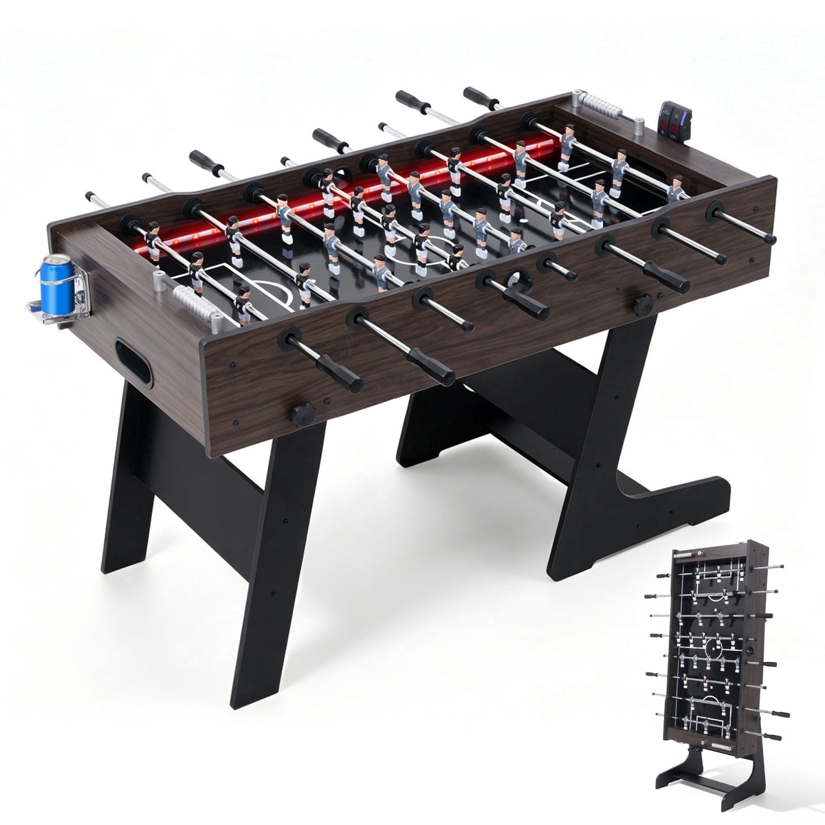 RayChee 42" Foosball Coffee Table, Soccer Game Table with Tempered Glass, RayChee Modern Multi Arcade Game Table with 2 Balls for Adults, Kids, Home, Indoor Family Living Room