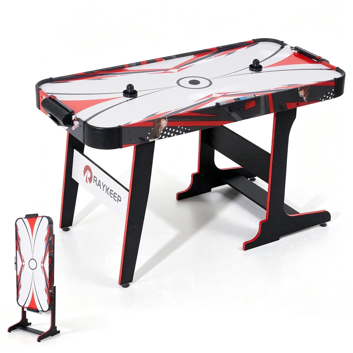 57" Foldable Air Hockey Table with LED Scoreboard, 12V Motor Arcade Game Table for Kids & Adults, Space-Saving Indoor Family Game Room Table