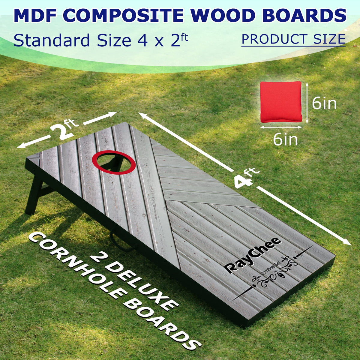 RayChee 4'x 2'Cornhole Board Set, Corn Holes Outdoor Game Cornhole Boards Regulation Size 8 Bean Bags Toss for Adults Family Lawn Beach