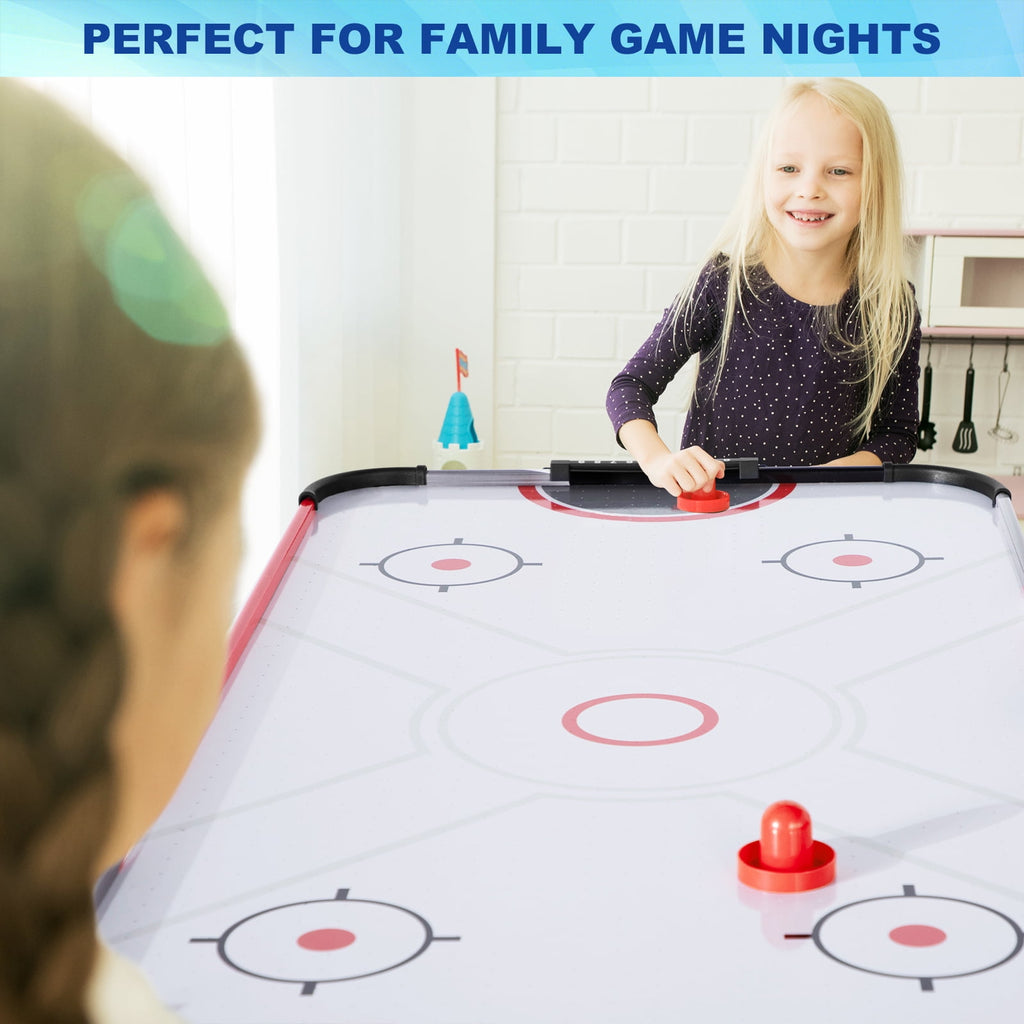 54" Foldable Air Hockey Table, LED Arcade Game Table with 2 Pucks & 2 Pushers, Powerful Air Motor, Indoor Hockey Game for Kids & Adults, Home Game Room