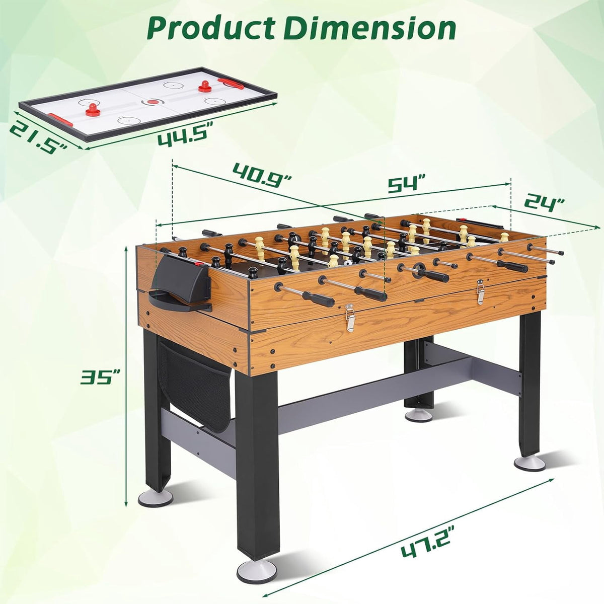 54" 4-in-1 Multi Game Table, Combination Game Table Set for Adults and Kids, Combo Games Table for Home, Game Room w/Soccer, Billiards Tabletop, Table Tennis, Hockey Tabletop