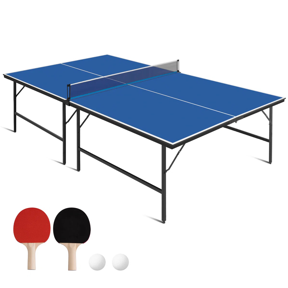 RAYCHEE Foldable Ping Pong Table, Portable Table Tennis Table with Net, Paddles & Balls, Indoor Game Room Table for Kids, Adults & Family Entertainment