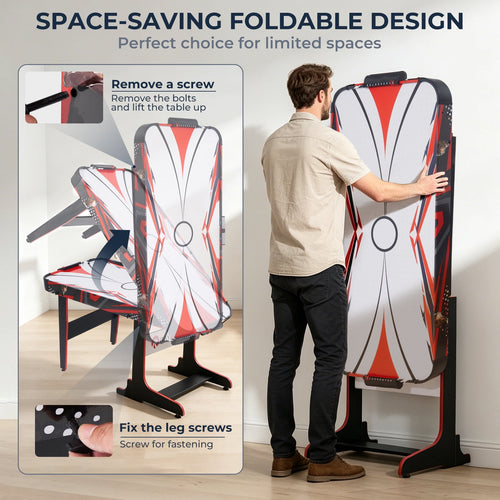 57" Foldable Air Hockey Table with LED Scoreboard, 12V Motor Arcade Game Table for Kids & Adults, Space-Saving Indoor Family Game Room Table