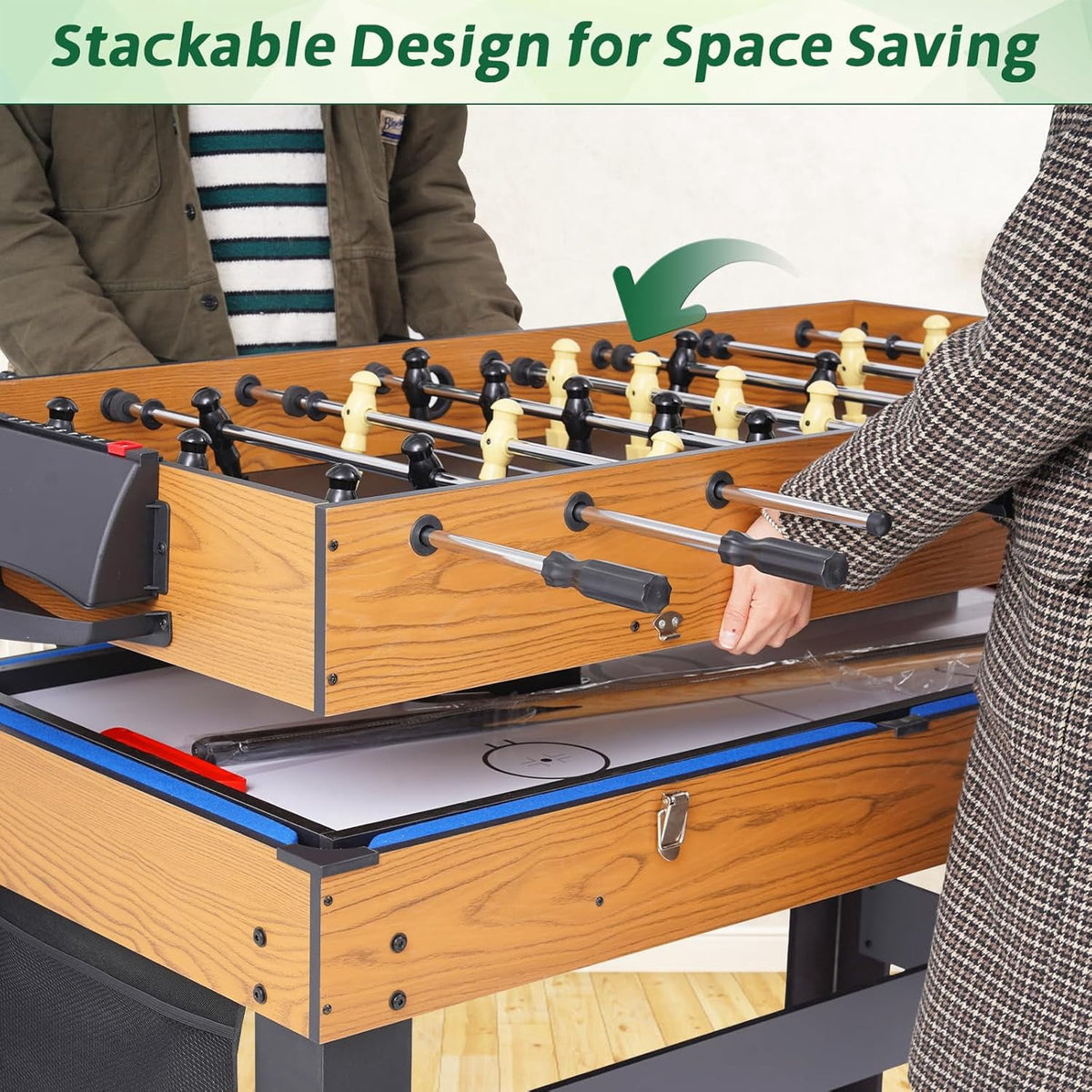 54" 4-in-1 Multi Game Table, Combination Game Table Set for Adults and Kids, Combo Games Table for Home, Game Room w/Soccer, Billiards Tabletop, Table Tennis, Hockey Tabletop