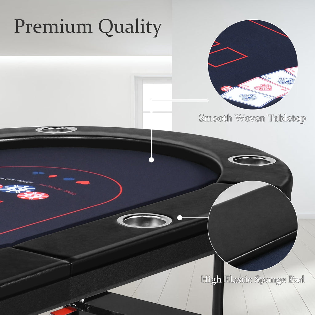 RayChee 8 Player Foldable Poker Table, Folding Texas Holdem Table, Portable Casino Table for Game Room with Padded Rails and Cup Holders (Black, 71 inch)