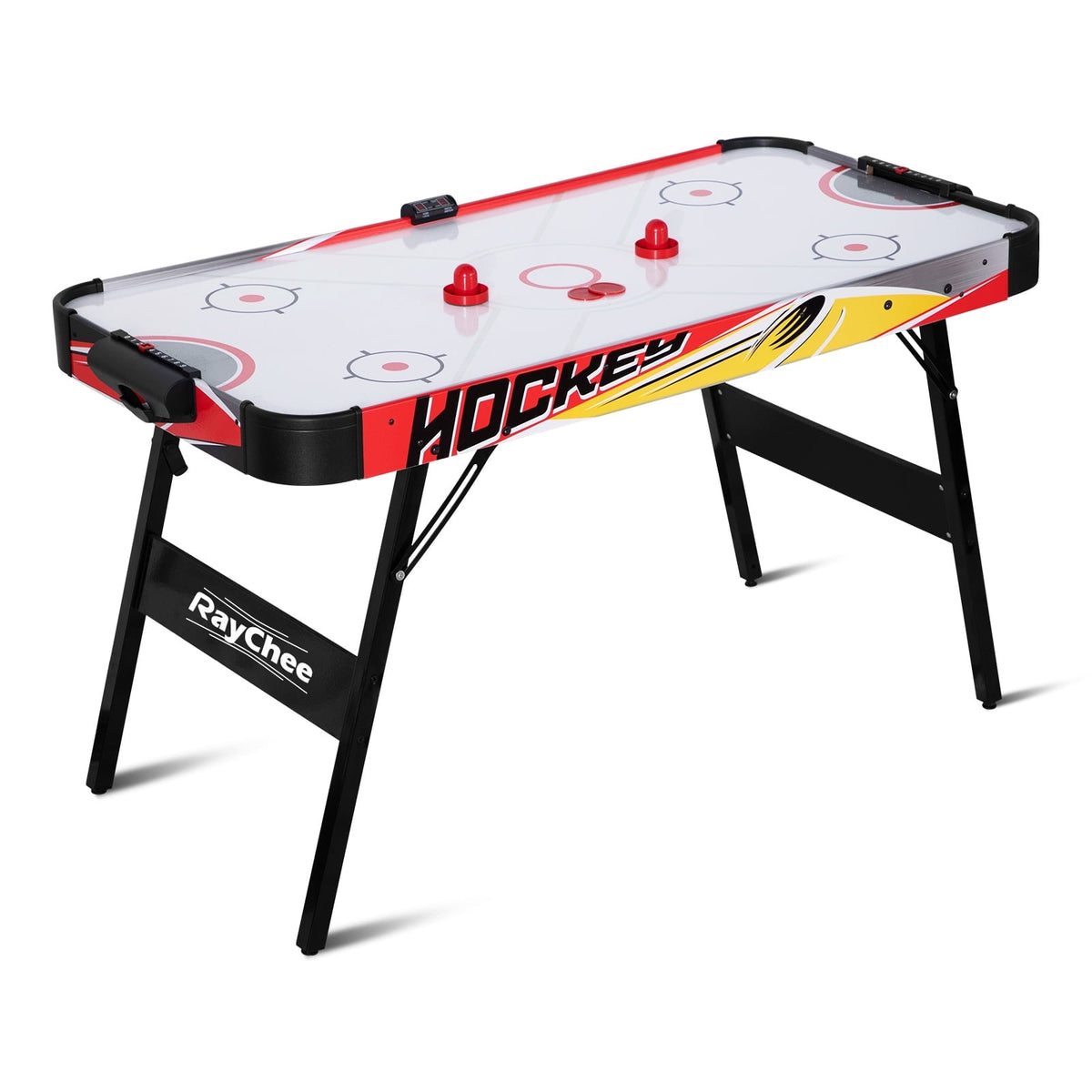 54" Foldable Air Hockey Table, LED Arcade Game Table with 2 Pucks & 2 Pushers, Powerful Air Motor, Indoor Hockey Game for Kids & Adults, Home Game Room