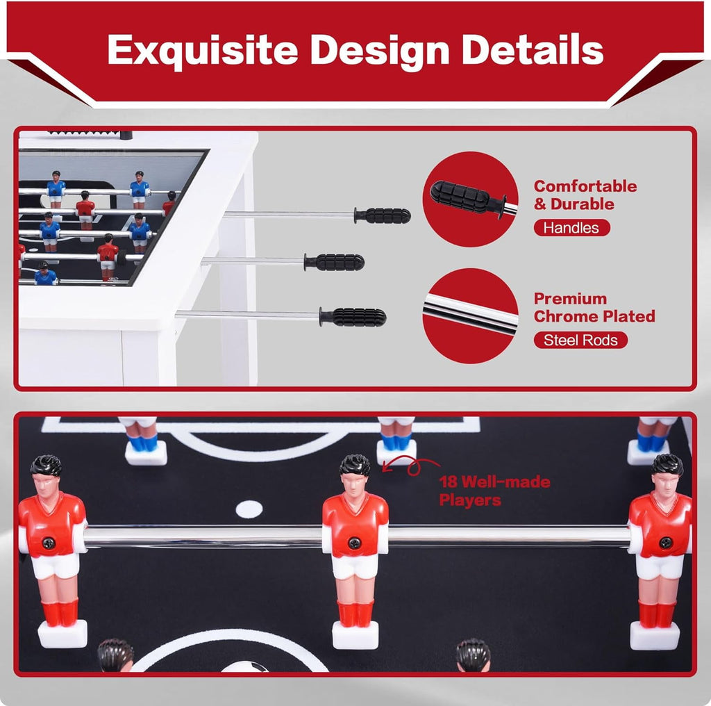 RayChee 42" Foosball Coffee Table, Soccer Game Table with Tempered Glass, RayChee Modern Multi Arcade Game Table with 2 Balls for Adults, Kids, Home, Indoor Family Living Room