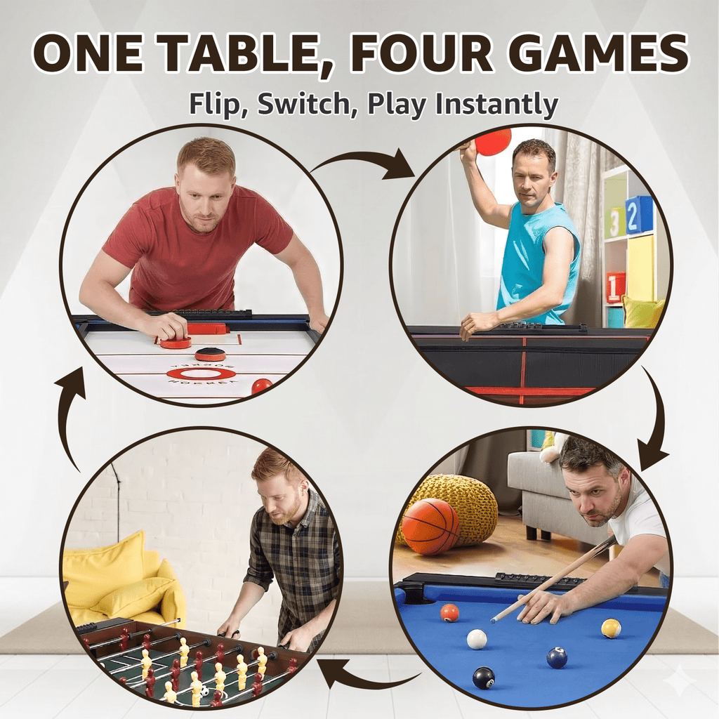 57" Foldable Air Hockey Table with LED Scoreboard, 12V Motor Arcade Game Table for Kids & Adults, Space-Saving Indoor Family Game Room Table